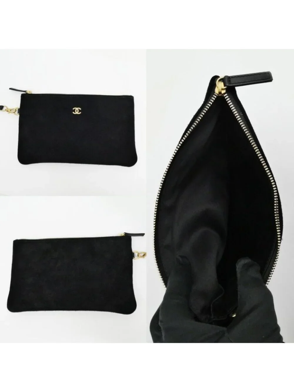 Chanel 25 Medium Handbag As5311 Black Gold Hardware Suede Drawstring Bag